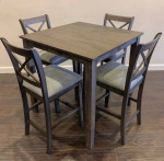 NEW IN BOX - Tahoe Grey  5 Piece Diningset -Pub Table + 4 Chairs