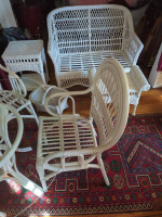 Rattan Glass top Table and chairs, Setee, end tables QUALITY !