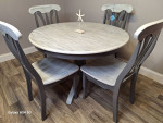 Dining table w chairs CUSTOM COASTAL STYLE in dark gray !!!