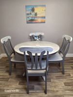 Dining table w chairs CUSTOM COASTAL STYLE in dark gray !!!