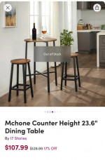 Counter height dinning table and shelf