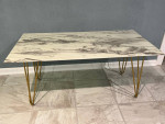 Tempered Glass coffee table with Gold hairpin legs