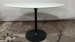 Brand new white oval tulip Dining Table with black base