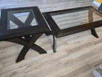 Solid wood Coffee table with glass top and end table set
