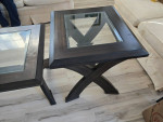 Solid wood Coffee table with glass top and end table set