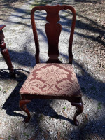 Very nice ornate 4 chair solid dark wood dining table