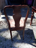 Very nice ornate 4 chair solid dark wood dining table