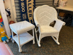 HUGE Wicker Rocking Chair & Table