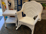 HUGE Wicker Rocking Chair & Table