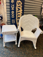 HUGE Wicker Rocking Chair & Table