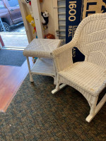 HUGE Wicker Rocking Chair & Table
