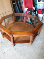 Nice 2 tier solid wood glass top coffee table