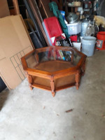 Nice 2 tier solid wood glass top coffee table