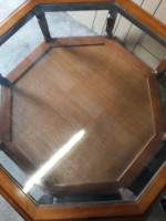 Nice 2 tier solid wood glass top coffee table