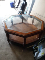 Nice 2 tier solid wood glass top coffee table