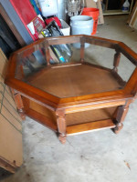 Nice 2 tier solid wood glass top coffee table