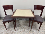 2 Strong Kitchen Dining Chairs 18” W, Vtg folding card table 30” W