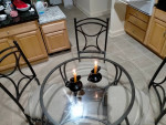 GLASS TOP IRON ROUND TABLE WITH 4 CHAIRS
