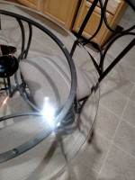 GLASS TOP IRON ROUND TABLE WITH 4 CHAIRS