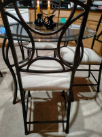 GLASS TOP IRON ROUND TABLE WITH 4 CHAIRS