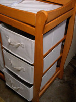 new wood with cloth drawers changing table-used pad included