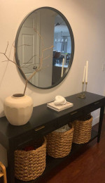 Entryway Set (console table, mirror, and decorative baskets)