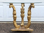 Hollywood Regency Asian Style Koi Fish Scroll Glass Top Coffee Table