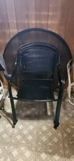 Homecrest Black Contemporary Metal Metal Patio Table w/Stacking Chairs