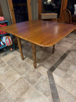 Solid oak dropleaf table and 4 upholstered chairs