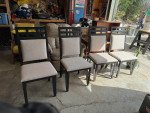 Solid oak dropleaf table and 4 upholstered chairs