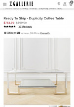 Z gallerie  large modern coffee table