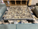 Shell Coffee Table, Glass Top, Ming Stainless Steel Legs