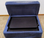 Blue Storage Ottoman With Tray Table