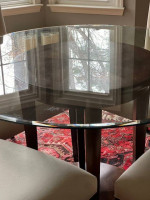Dining Room Table with 48” Beveled Glass Top, No Chairs