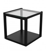 Crate & Barrel Mimic Cube Glass Top Accent Side End Table