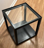 Crate & Barrel Mimic Cube Glass Top Accent Side End Table