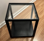 Crate & Barrel Mimic Cube Glass Top Accent Side End Table