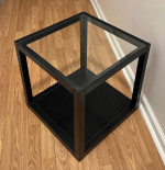 Crate & Barrel Mimic Cube Glass Top Accent Side End Table