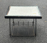 Antique Mid Century Mosaic Top Iron Record Player Stand Side Table