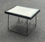 Antique Mid Century Mosaic Top Iron Record Player Stand Side Table