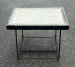 Antique Mid Century Mosaic Top Iron Record Player Stand Side Table