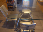 40" Glass top Dining table with 3 chairs