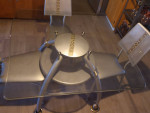 40" Glass top Dining table with 3 chairs