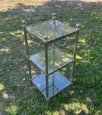 Pottery Barn Square Tempered Glass 3 Tier Side Accent Table Shelf