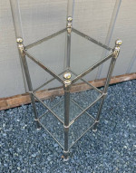 Pottery Barn Square Tempered Glass 3 Tier Side Accent Table Shelf