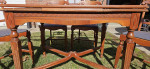 Dining room table set w 6 chairs, 2 hidden leafs and protective pads