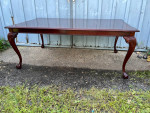 Chippendale Style Flame Mahogany Extension Dining Table with Leaf.
