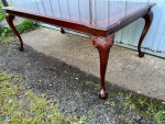 Chippendale Style Flame Mahogany Extension Dining Table with Leaf.