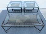 3-Pc Coffee/End Table Set. Features A Slate Top Design And a Glass Top