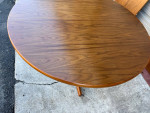 Mid Century Danish Teak Round Dining Table with 2 Leaves.by Karl Erik